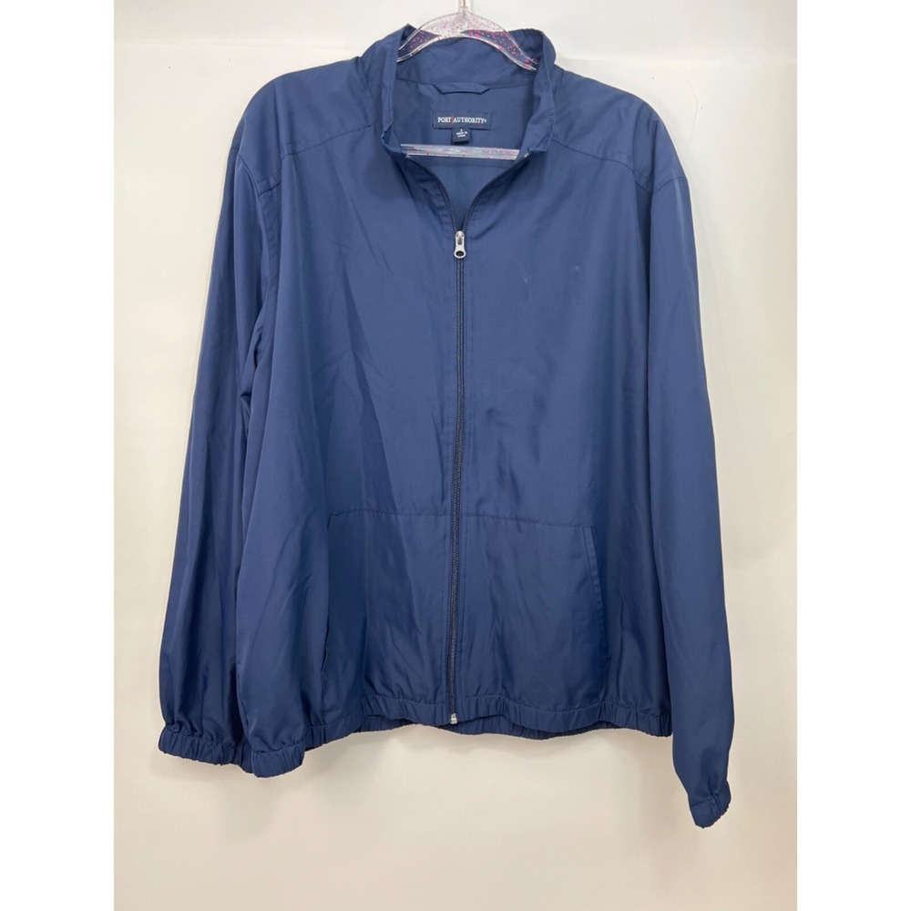 Port Authority Jacket Navy Blue With Pockets Windbreaker Men Size L